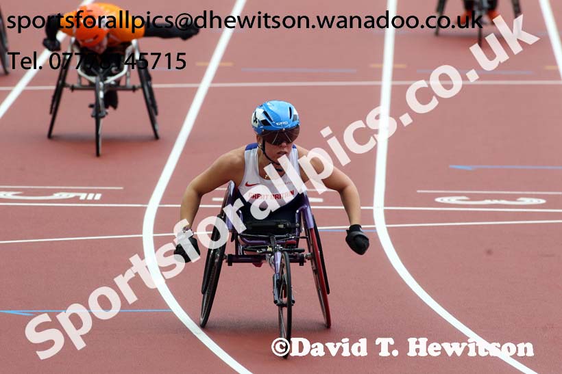 Hannah Cockcroft wins the T34 100 metres the Glasgow Diamond League. Photo: David T. Hewitson/Sports for All Pics